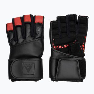 Trekingové rukavice RDX L4 Finger Weightlifting Leather red/black