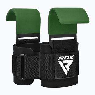 Popruhy s háky na zápěstí RDX W5 Weight Lifting Hook Strap army green