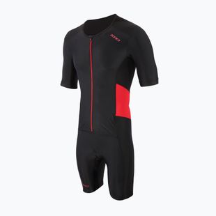 Pánská triatlonová kombinéza  ZONE3 Activate SS Full Zip Trisuit black/red