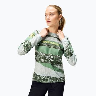 Dámský cyklistický dres Longsleeve Endura Patchwork Ltd W machair green
