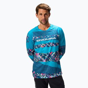 Pánský cyklistický dres Longsleeve Endura Patchwork Ltd Printed barra blue