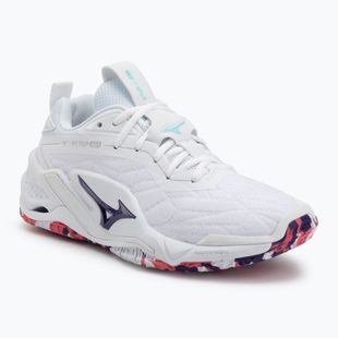 Boty na házenou Mizuno Wav Stealth Neo 2 white/violet indigo/camellia rose