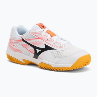 Dětské tenisové boty Mizuno Break Shot 5 Jr CC white/calypso coral/citrus