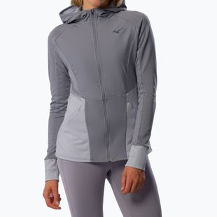 Dámská běžecká bunda Mizuno Active Warm Hybrid Full Zip Hooded quicksilver