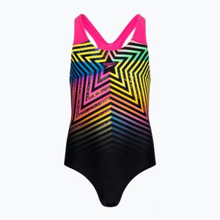 Speedo Digital Placement Splashback dětské jednodílné plavky black/lemon driz/flare pink/true cobalt
