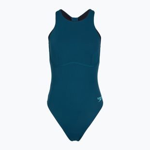 Dámské jednodílné plavky Speedo Racer Zip with Built in Swim Bra dark teal