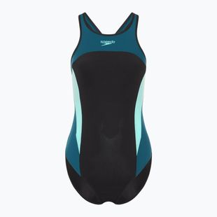 Dámské jednodílné plavky Speedo High Neck Splice Cross Back dark teal