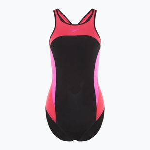 Dámské jednodílné plavky Speedo High Neck Splice Cross Back rapsberry fill