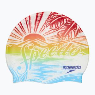 Plavecká čepice  Speedo Printed Silicone volcanic orange speedo sunset
