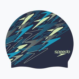 Plavecká čepice Speedo Printed Silicone peacoat/pale clover/mayan blue