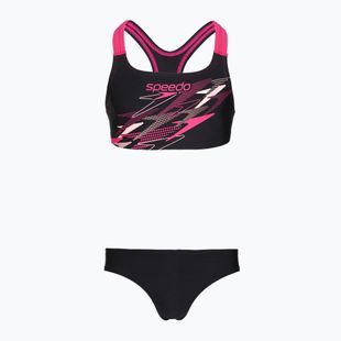 Dvoudílné dětské plavky Speedo Medley Logo Racerback 2pc anthracite/pink