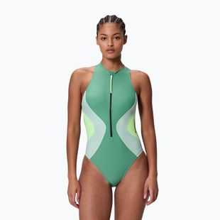 Dámské jednodílné plavky Speedo Ocean Flex Zip fortune green/pale clover