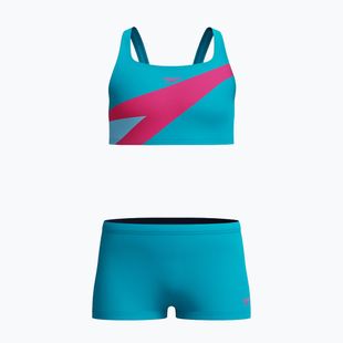 Dětské dvoudílné plavky Speedo Hyperboom Butterfly Back Mayan Blue/Margarita Pink