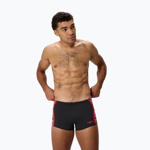 Plavecké boxerky Speedo Hyperboom Splice Aquashort anthracite/high risk red