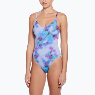 Dětské jednodílné plavky Nike Floral Blur V-Neck hydrangeas