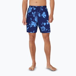 Pánské plavecké šortky Nike Fine Floral 7" Volley midnight navy