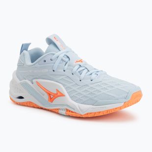 Dámské házenkářské boty Mizuno Wave Stealth Neo 2.1 blue finch/lava orange/white