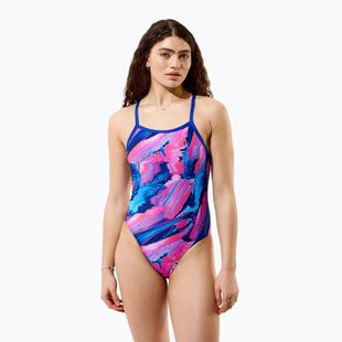 Dámské jednodílné plavky Speedo FL Printed Turnback brushy glitch/hope