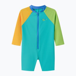 Dětské jednodílné plavky Speedo Colorblock Zip LS aqua breeze