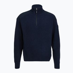 Pánský svetr Dovre Ribbed Knit Half Zip navy