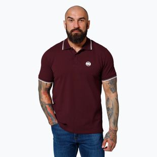 Pánská polokošile Pitbull West Coast Pique Stripes Regular burgundy