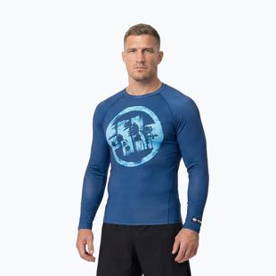 Pánský rashguard s dlouhým rukávem Pitbull Rashguard Logo Palms blue