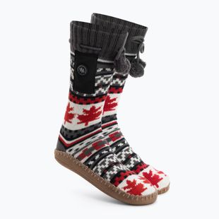 Vyhřívané pantofle s ponožkami  Glovii GOB bílé/červené/šedé