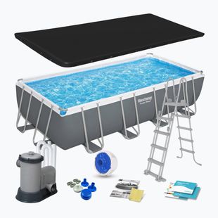 Bazén s kovovou konstrukcí  Bestway Power Steel Rectangular Pool Set 56465N 549 x 274 cm tmavě šedý 