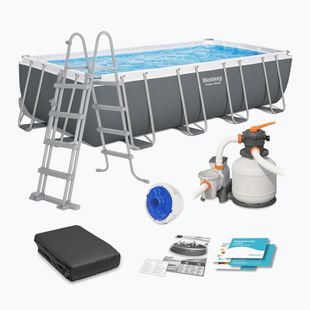 Bazén s kovovou konstrukcí  Bestway Power Steel Rectangular Pool Set 56466N 549 x 274 cm tmavě šedý 