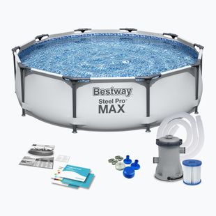 Bazén s kovovou konstrukcí  Bestway Steel Pro Max Pool Set 305 x 76 cm šedý