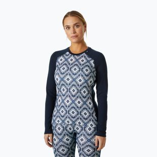 Dámská termoakční mikina Helly Hansen Lifa Merino Midweight Graphic Crew navy star pixel