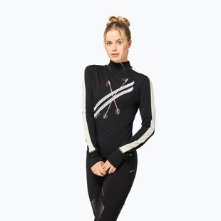 Dámské tričko Longsleeve super.natural KryTeeede Col T-Neck Light jet black/white/mountain trail gl/white