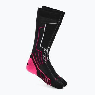 Dámské lyžařské ponožky Mico Medium Weight Warm Control Ski black/fluorescent fuchsia