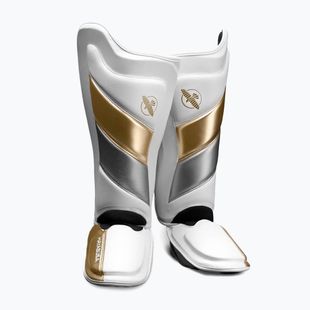 Hayabusa T3 Striking Shin Guards bílé a zlaté chrániče holení T3SSG