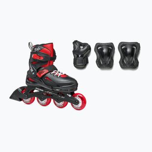 Dětské kolečkové brusle s chrániči Rollerblade Fury Combo Jr black/red