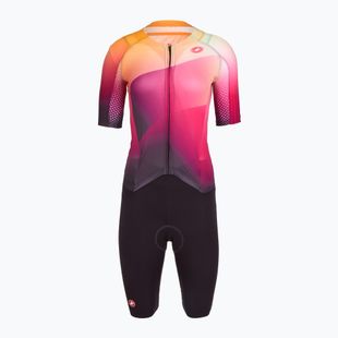 Dámská cyklistická kombinéza Castelli Free Sanremo 3 SS In dark night shade/vivid orange-bright rose