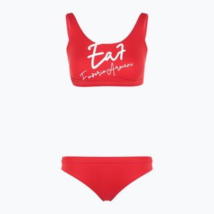 Dámské dvoudílné plavky EA7 Emporio Armani Maxi Logo Bikini Top racing red