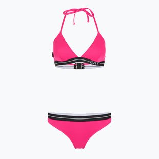 Dámské dvoudílné plavky EA7 Emporio Armani Logo Tape Bikini Triangle neon pink