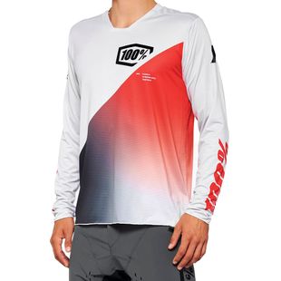 Pánský cyklistický dres 100% R-Core X LS šedo-červený STO-40000-00010