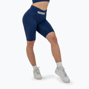 Dámské šortky NEBBIA High Waisted Biker 10″ Gym Therapy training shorts dark blue
