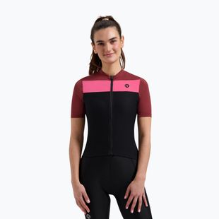 Dámský cyklistický dres Rogelli Core Block W black/bordeaux/pink