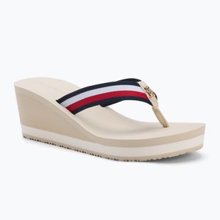 Dámské žabky Tommy Hilfiger Corporate Wedge Beach Sandal muslin
