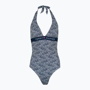 Dámské jednodílné plavky Tommy Hilfiger Halter One Piece Rp Print illustrated wave dark night navy