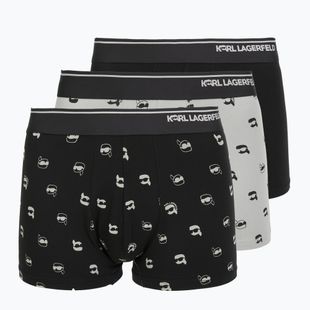 Pánské boxerky KARL LAGERFELD Ikon Aop Trunk 3 páry karl dot/ash black