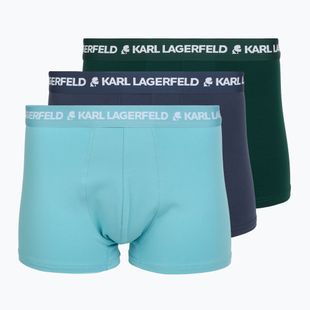 Pánské boxerky KARL LAGERFELD Logo Trunk Multiband 3 páry dark sea/indigo/blue
