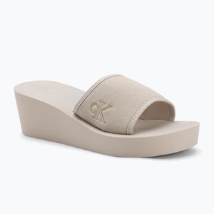 Dámské nazouváky Calvin Klein YW0YW01725 Beach Wedge Slide Canvas eggshell