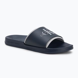 Pánské žabky Calvin Klein YM0YM00361 Slide Rubber Neoprene Monologo navy/oyster mushroom