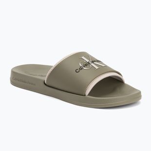 Pánské žabky Calvin Klein YM0YM00361 Slide Rubber Neoprene Monologo mermaid/eggshell