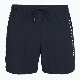 Pánské koupací šortky Tommy Hilfiger Medium Drawstring Zip Pocket desert sky