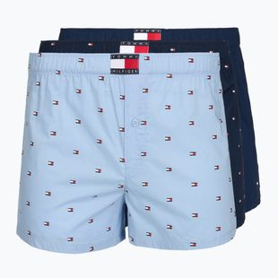 Pánské boxerky Tommy Hilfiger Woven Boxer Print 3 pack chambray flag/carb navy/c navy flag